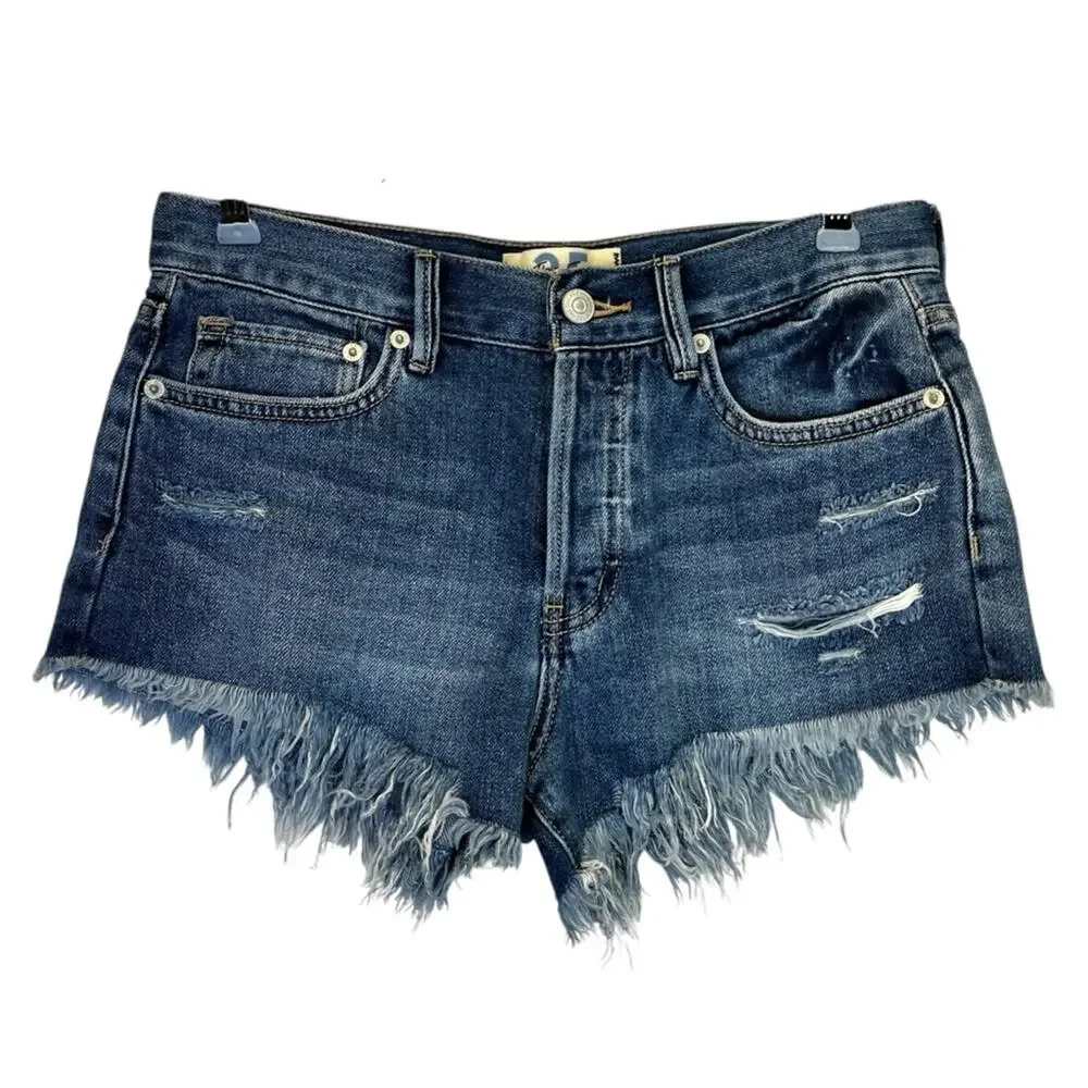 We The Free Loving Good Vibrations cut off jean shorts mid indigo - 25